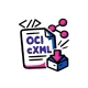 Graphic illustrating OCI cXML format with a document and download symbol, representing data exchange.
