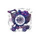 Ilustración colorida de un carrito de la compra con un reloj, que enfatiza el concepto de gestión del tiempo en las compras.