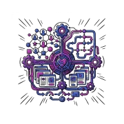 Colorful illustration of interconnected systems, symbolizing data flow and network automation in digital environments.