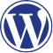 wordpress WordPress logo, blue circle with stylized W, representing popular content management system for websites.